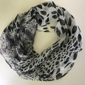 Black and white sheer scarf animal patterns NEW